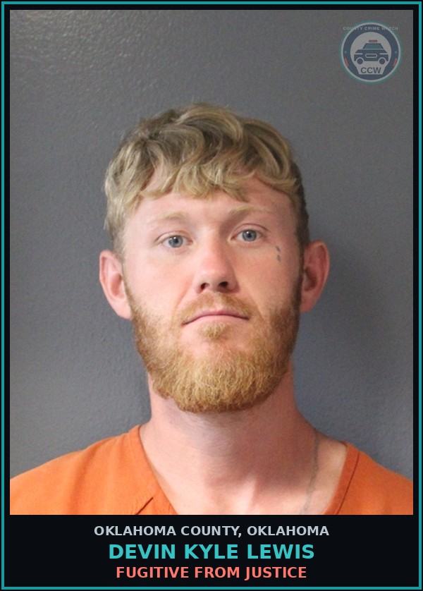 Booking mugshot of Devin Kyle Lewis in Oklahoma County
