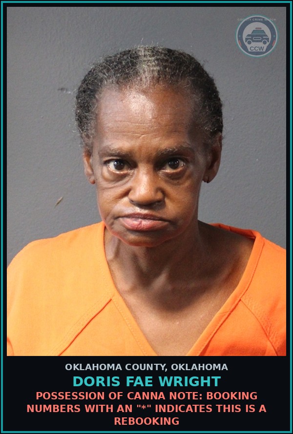 Booking mugshot of Doris Fae Wright in Oklahoma County
