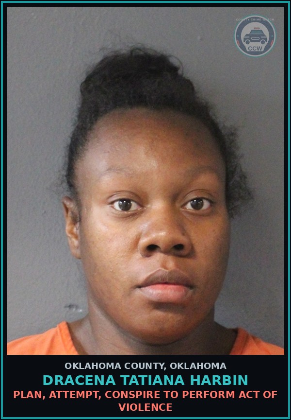 Booking mugshot of Dracena Tatiana Harbin in Oklahoma County