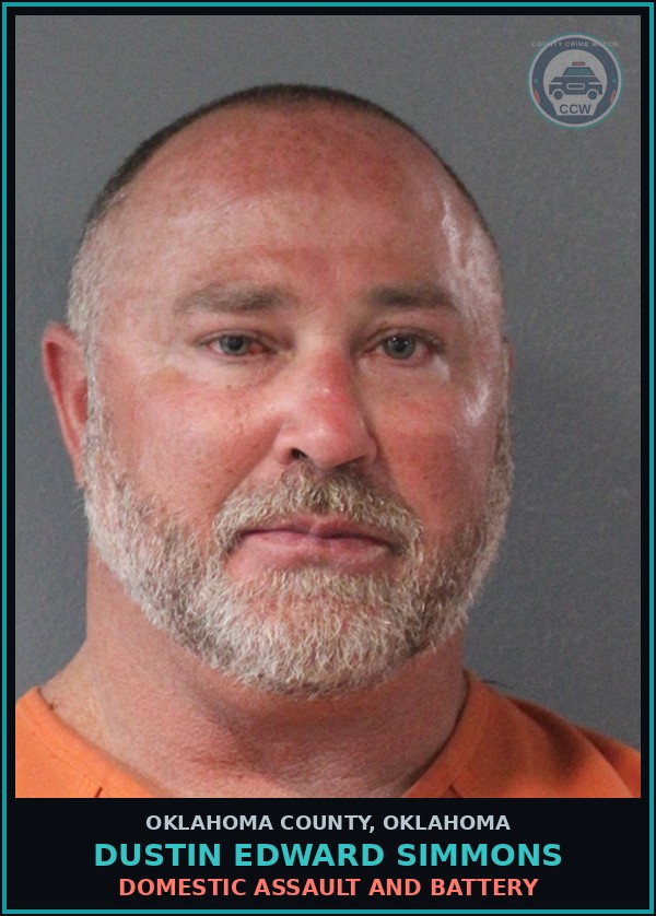 Booking mugshot of Dustin Edward Simmons in Oklahoma County