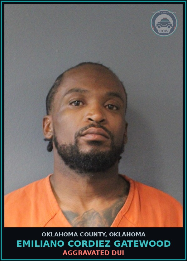 Booking mugshot of Emiliano Cordiez Gatewood in Oklahoma County
