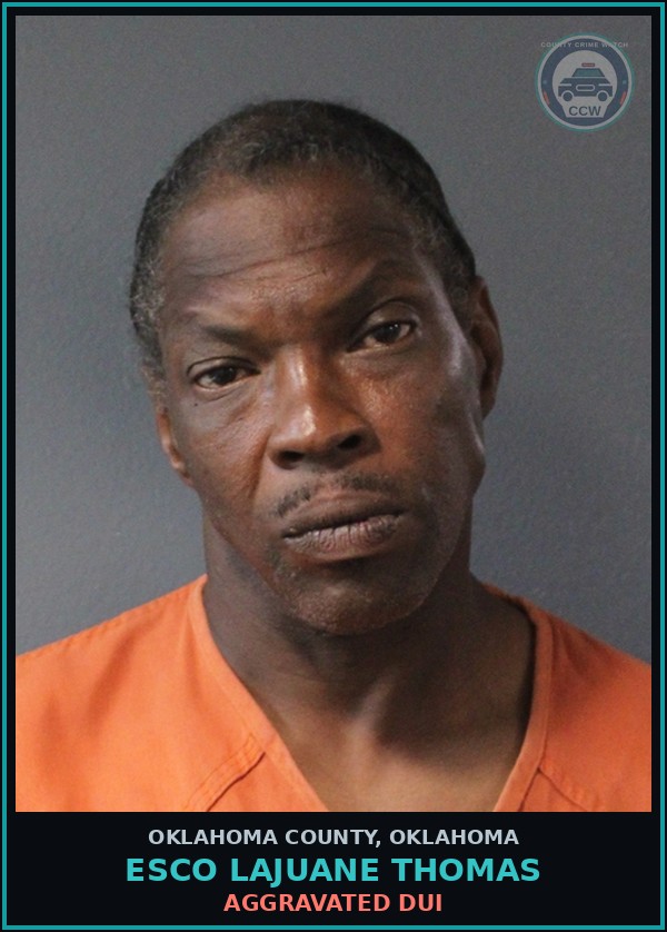 Booking mugshot of Esco Lajuane Thomas in Oklahoma County