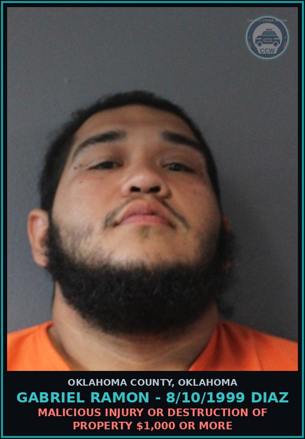Booking mugshot of Gabriel Ramon - 8/10/1999 Diaz in Oklahoma County