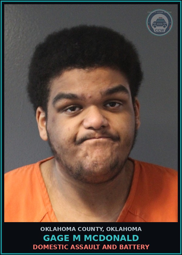 Booking mugshot of Gage M Mcdonald in Oklahoma County