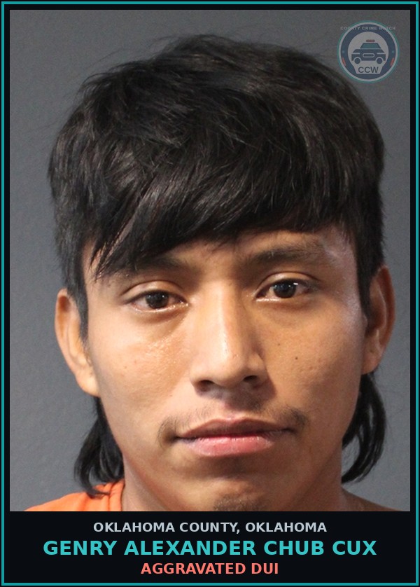 Booking mugshot of Genry Alexander Chub Cux in Oklahoma County