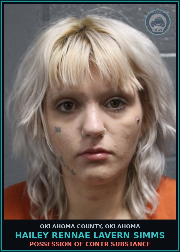 Booking mugshot of Hailey Rennae Lavern Simms in Oklahoma County