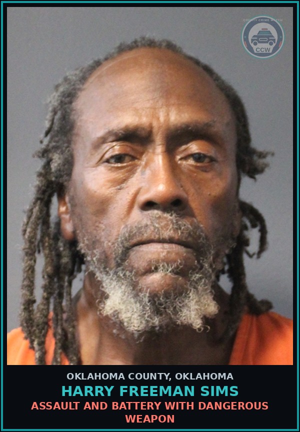 Booking mugshot of Harry Freeman Sims in Oklahoma County
