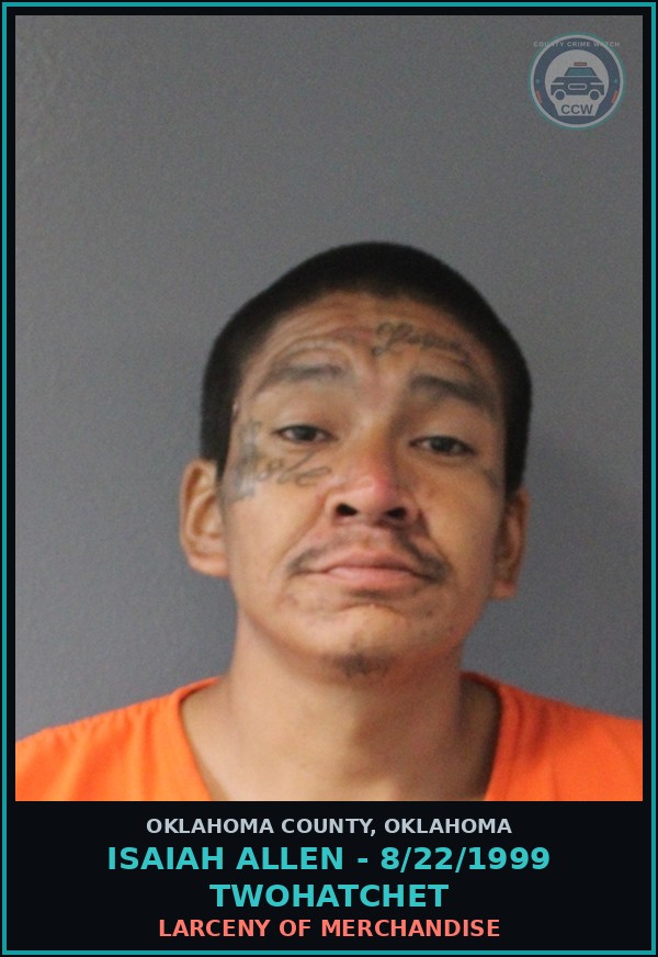 Booking mugshot of Isaiah Allen - 8/22/1999 Twohatchet in Oklahoma County