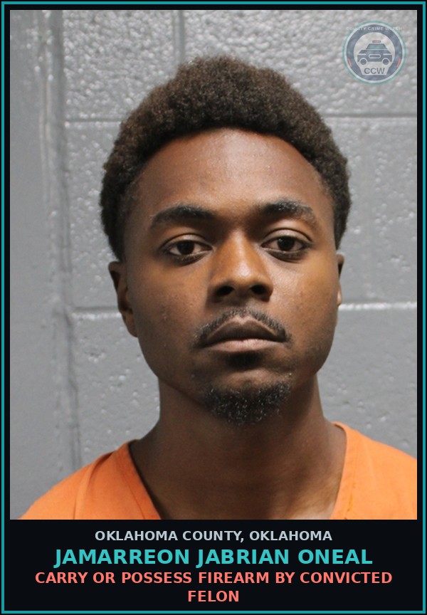 Booking mugshot of Jamarreon Jabrian Oneal in Oklahoma County