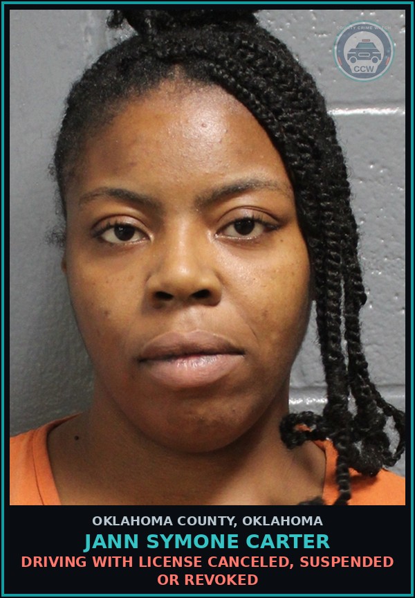 Booking mugshot of Jann Symone Carter in Oklahoma County