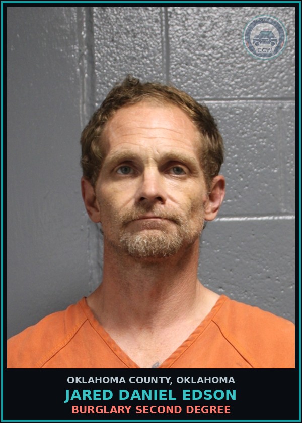 Booking mugshot of Jared Daniel Edson in Oklahoma County