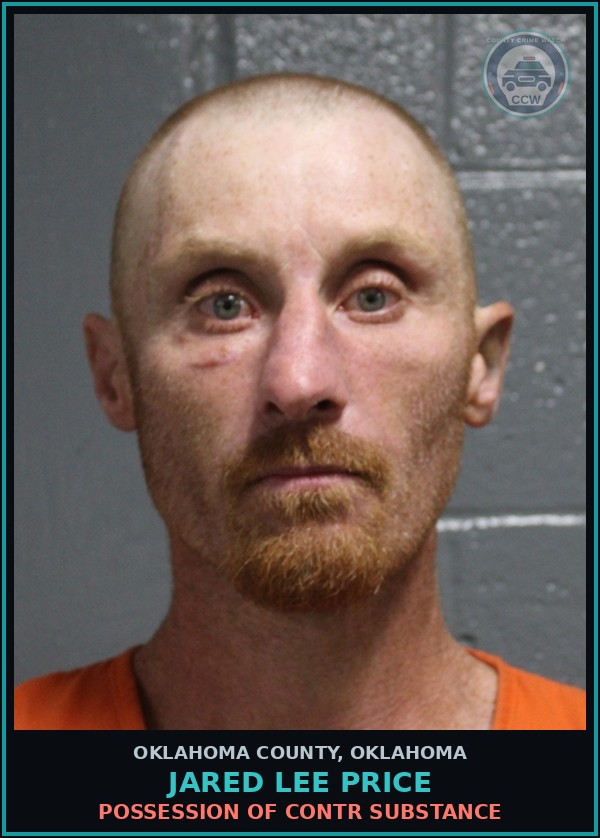 Booking mugshot of Jared Lee Price in Oklahoma County