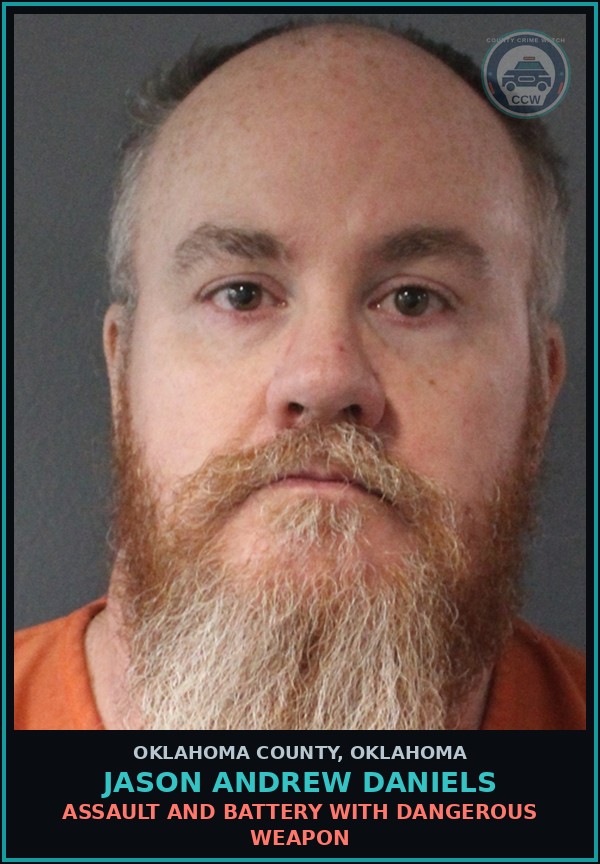 Booking mugshot of Jason Andrew Daniels in Oklahoma County