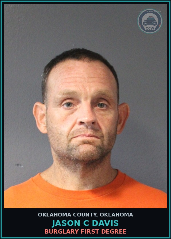 Booking mugshot of Jason C Davis in Oklahoma County