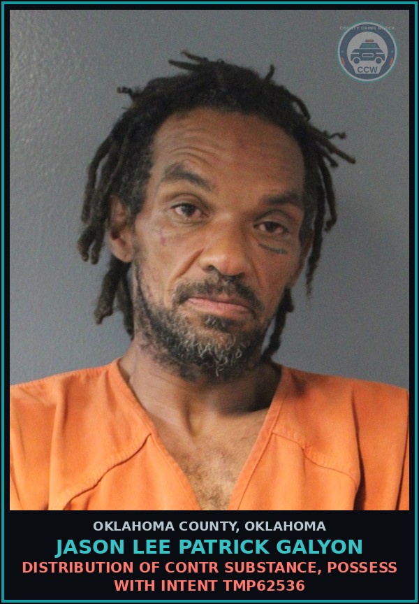 Booking mugshot of Jason Lee Patrick Galyon in Oklahoma County