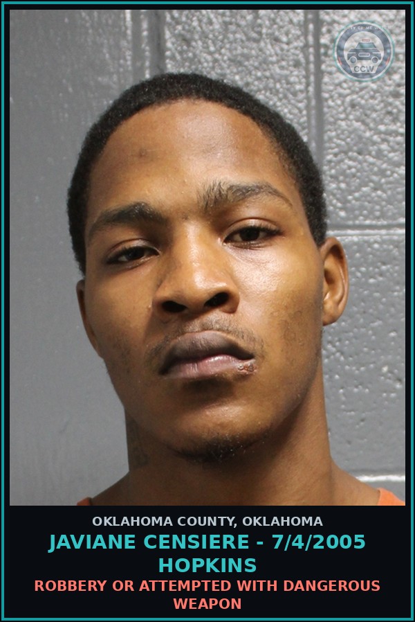Booking mugshot of Javiane Censiere - 7/4/2005 Hopkins in Oklahoma County