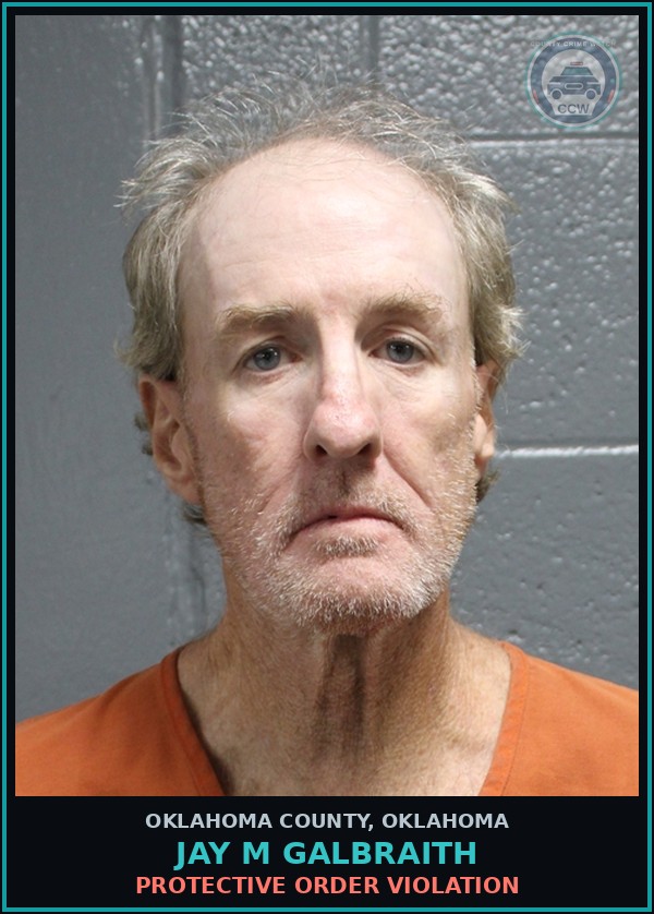 Booking mugshot of Jay M Galbraith in Oklahoma County