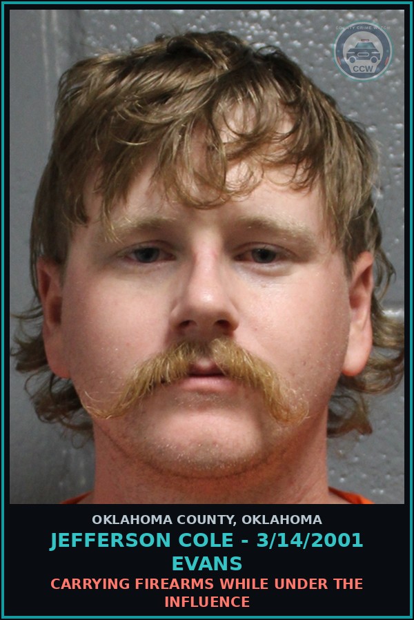 Booking mugshot of Jefferson Cole - 3/14/2001 Evans in Oklahoma County