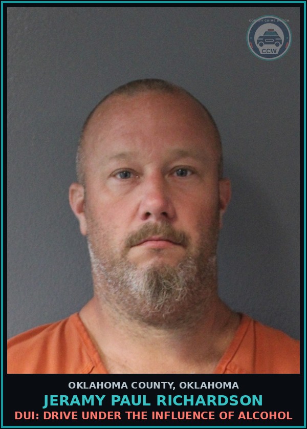 Booking mugshot of Jeramy Paul Richardson in Oklahoma County