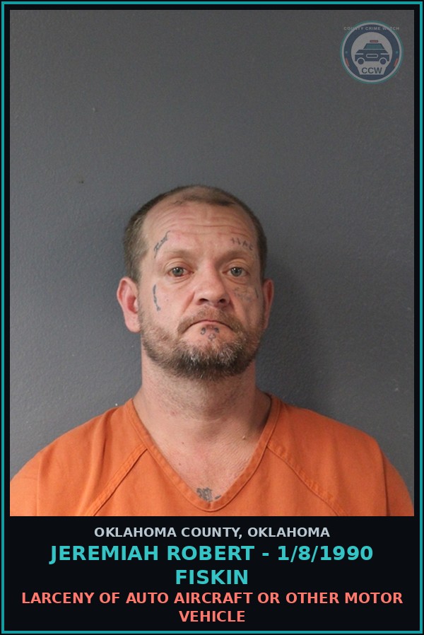 Booking mugshot of Jeremiah Robert - 1/8/1990 Fiskin in Oklahoma County