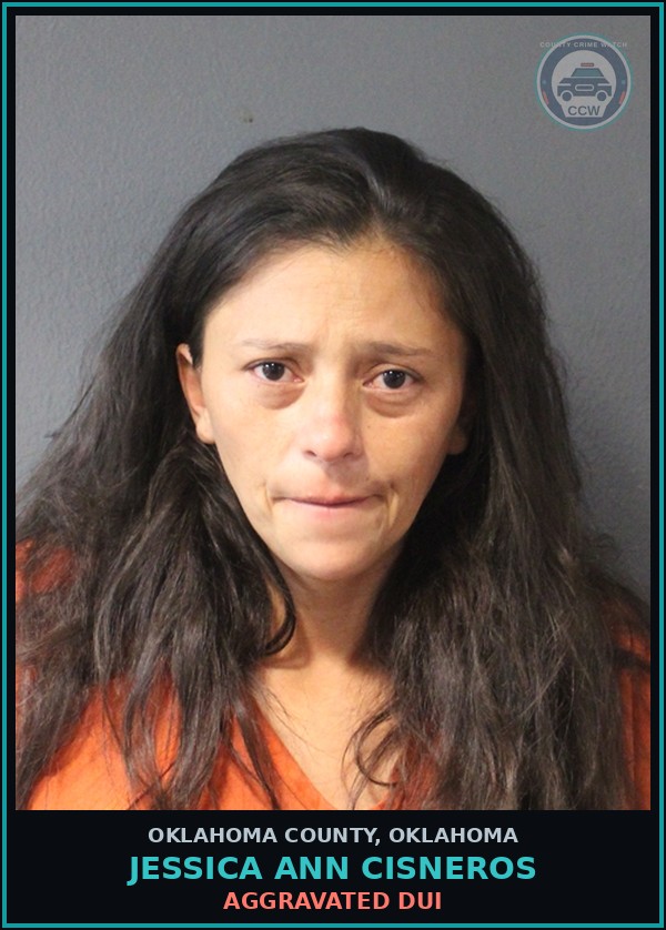Booking mugshot of Jessica Ann Cisneros in Oklahoma County