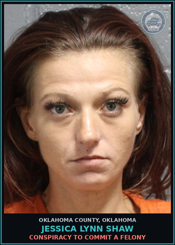 Booking mugshot of Jessica Lynn Shaw in Oklahoma County