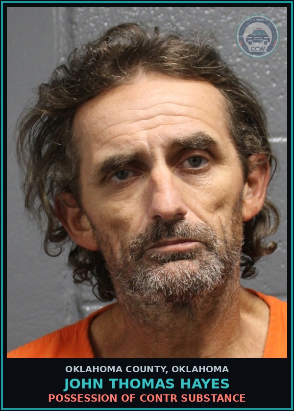 Booking mugshot of John Thomas Hayes in Oklahoma County