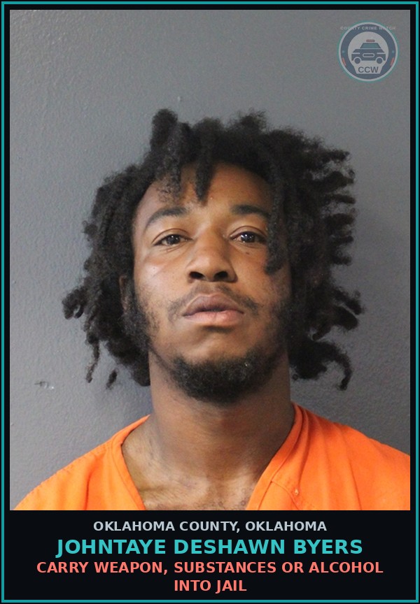 Booking mugshot of Johntaye Deshawn Byers in Oklahoma County