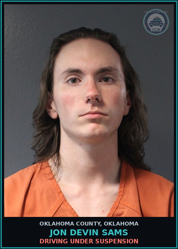Booking mugshot of Jon Devin Sams in Oklahoma County