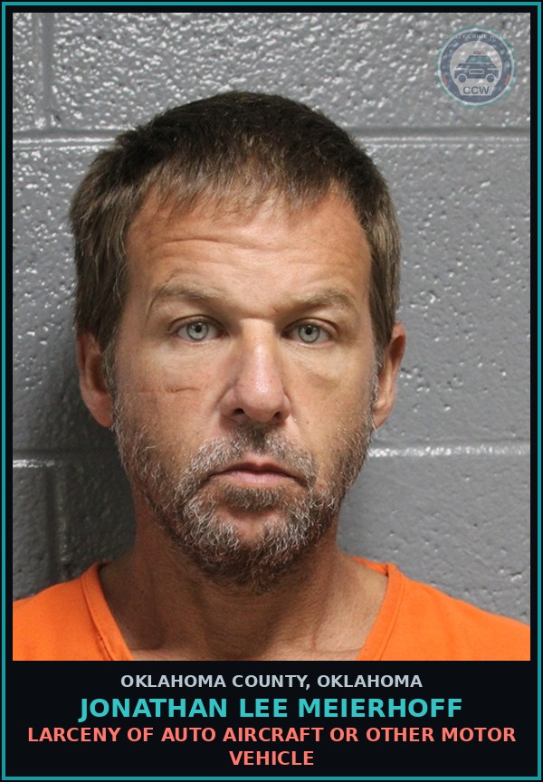 Booking mugshot of Jonathan Lee Meierhoff in Oklahoma County