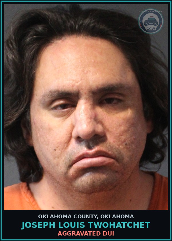 Booking mugshot of Joseph Louis Twohatchet in Oklahoma County