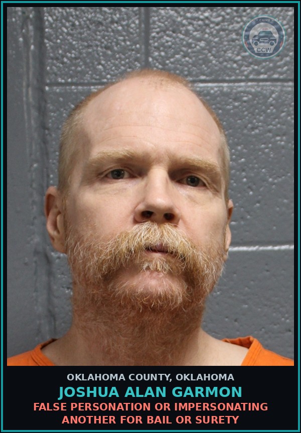 Booking mugshot of Joshua Alan Garmon in Oklahoma County