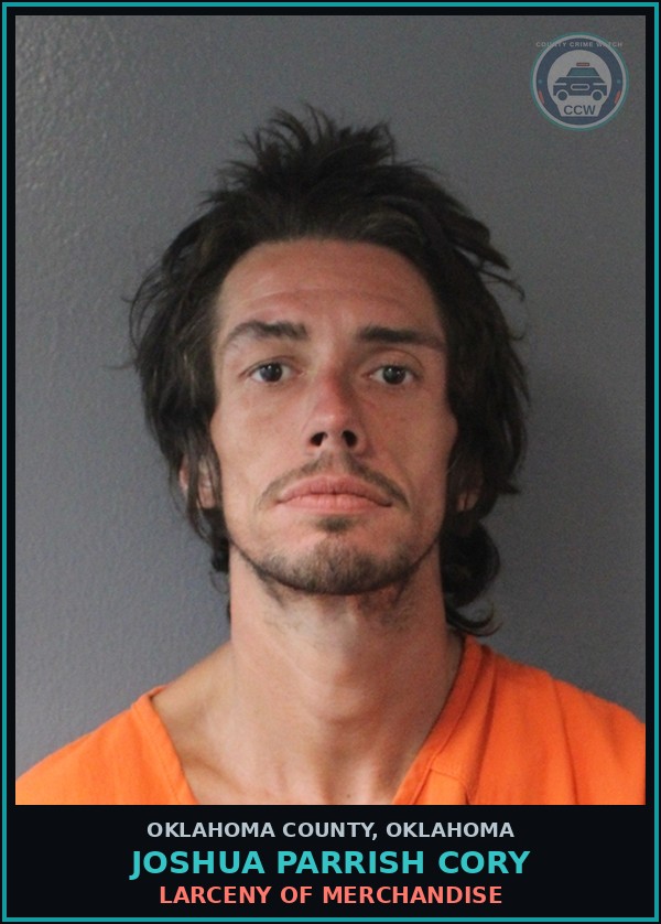 Booking mugshot of Joshua Parrish Cory in Oklahoma County