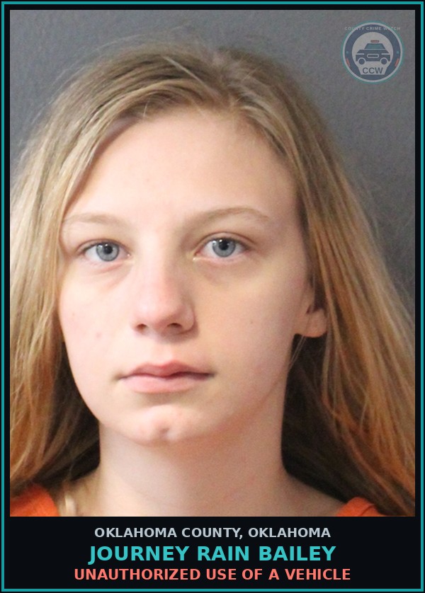 Booking mugshot of Journey Rain Bailey in Oklahoma County