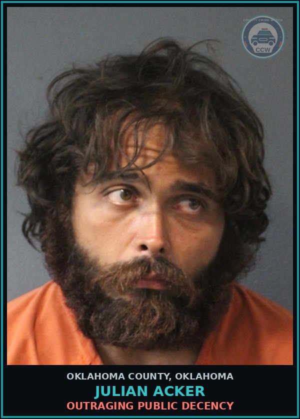 Booking mugshot of Julian Acker in Oklahoma County