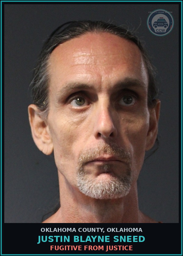 Booking mugshot of Justin Blayne Sneed in Oklahoma County