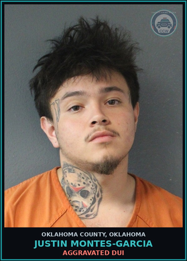 Booking mugshot of Justin Montes-Garcia in Oklahoma County