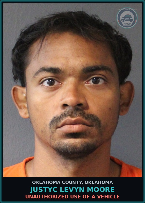 Booking mugshot of Justyc Levyn Moore in Oklahoma County