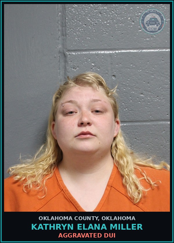 Booking mugshot of Kathryn Elana Miller in Oklahoma County