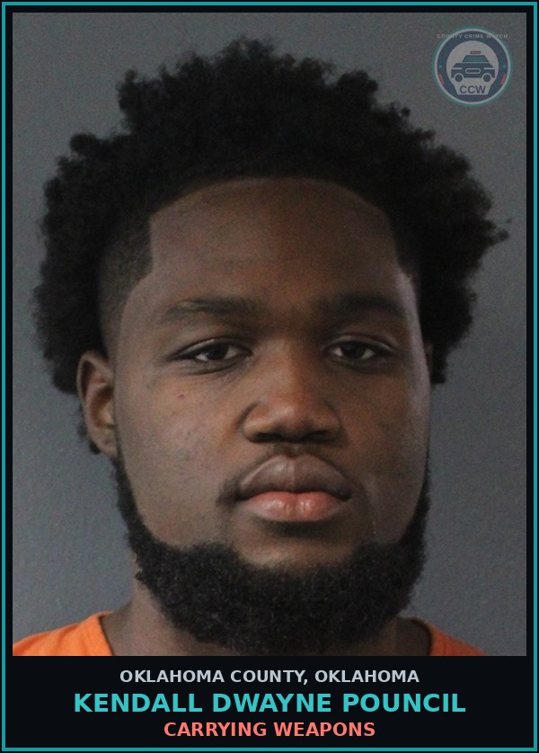 Booking mugshot of Kendall Dwayne Pouncil in Oklahoma County