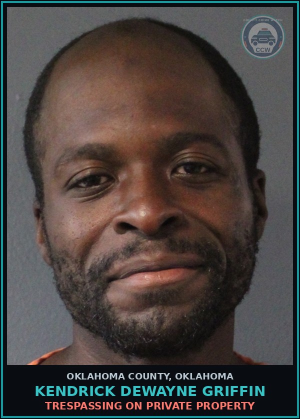 Booking mugshot of Kendrick Dewayne Griffin in Oklahoma County