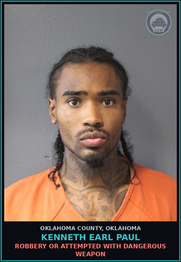 Booking mugshot of Kenneth Earl Paul in Oklahoma County