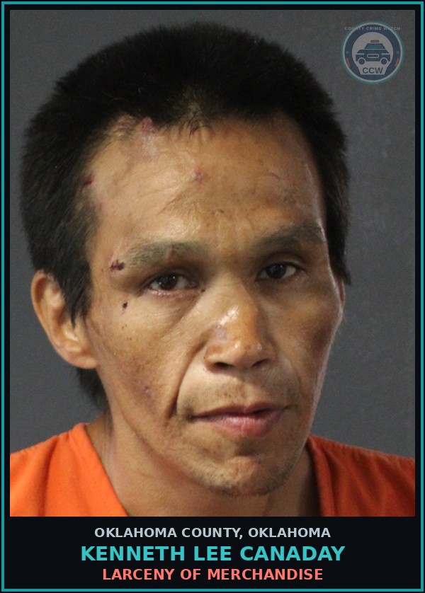 Booking mugshot of Kenneth Lee Canaday in Oklahoma County