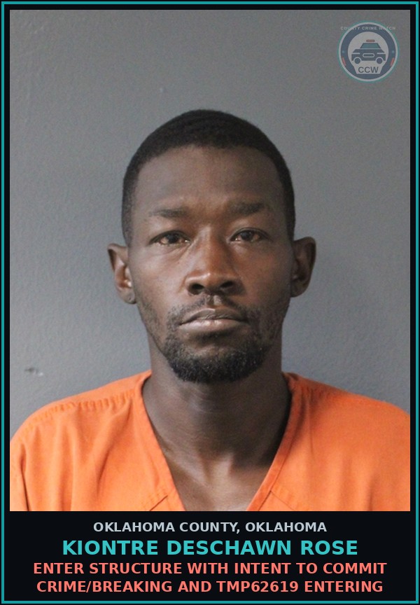 Booking mugshot of Kiontre Deschawn Rose in Oklahoma County
