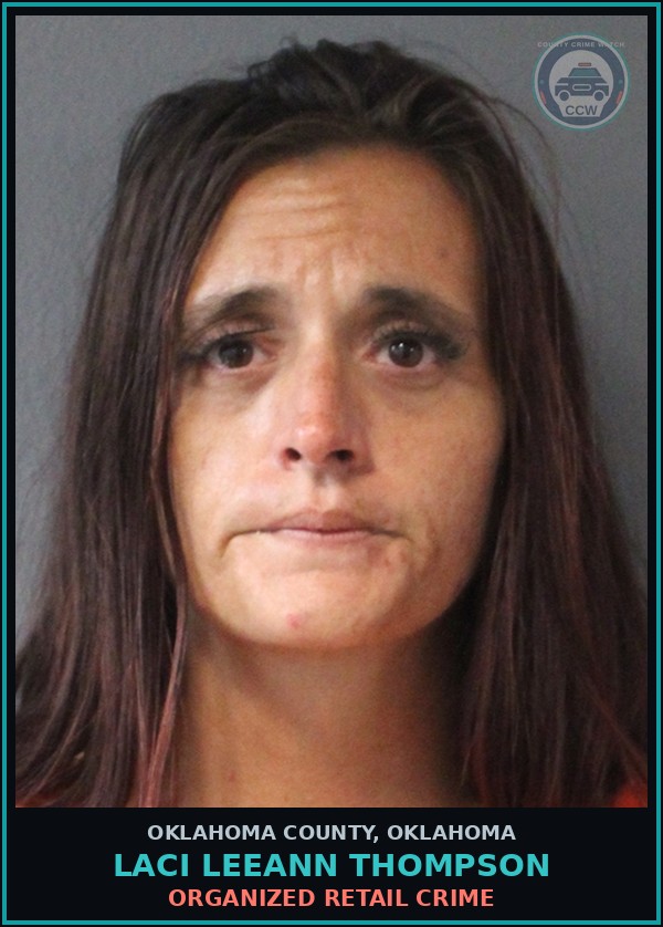 Booking mugshot of Laci Leeann Thompson in Oklahoma County