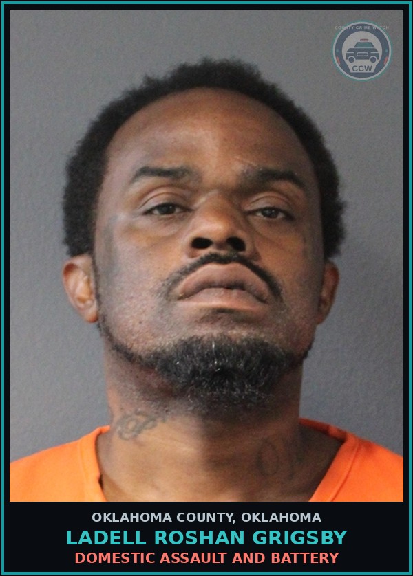 Booking mugshot of Ladell Roshan Grigsby in Oklahoma County