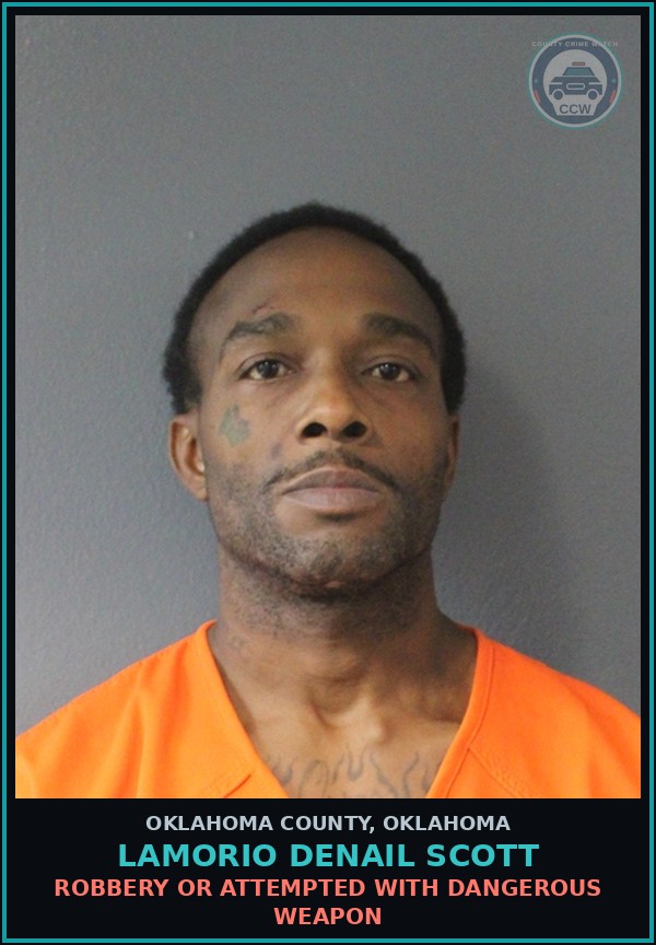 Booking mugshot of Lamorio Denail Scott in Oklahoma County