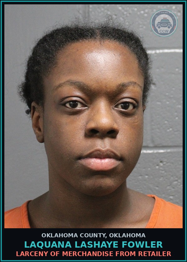 Booking mugshot of Laquana Lashaye Fowler in Oklahoma County