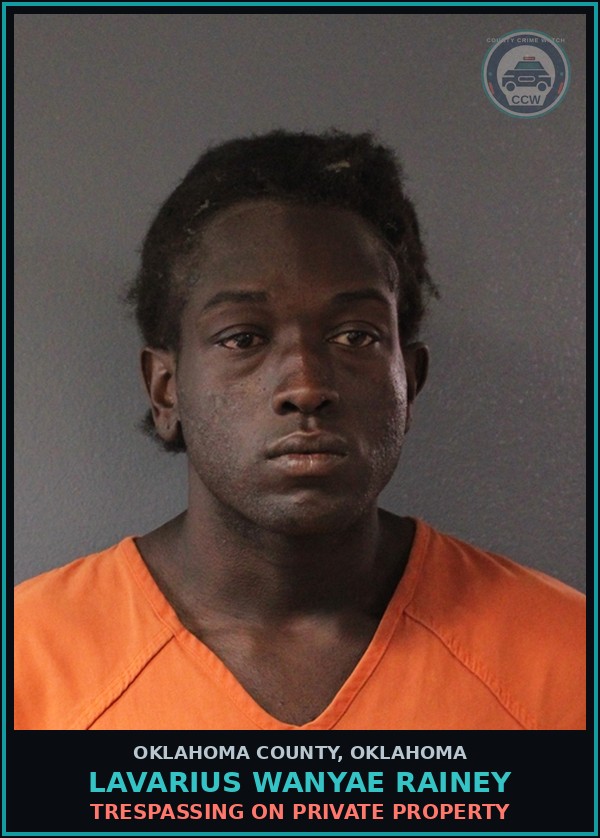 Booking mugshot of Lavarius Wanyae Rainey in Oklahoma County