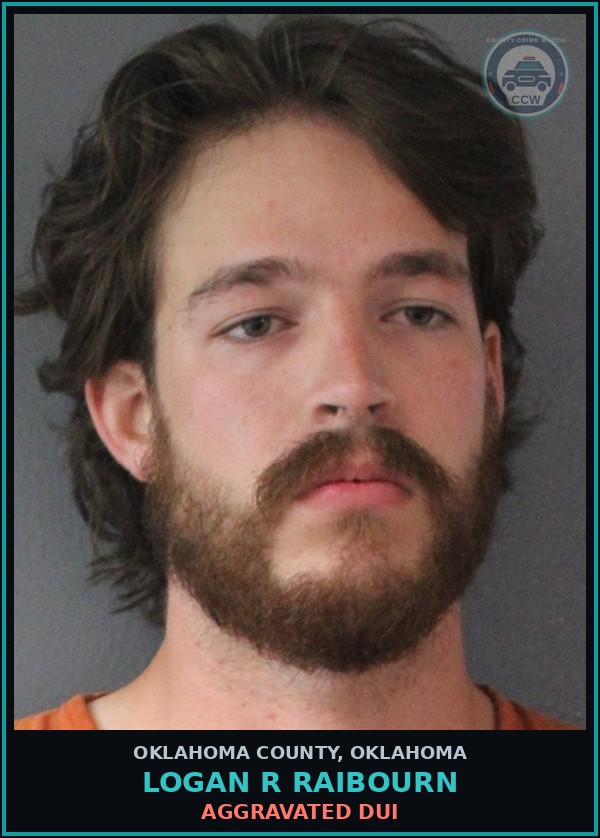 Booking mugshot of Logan R Raibourn in Oklahoma County